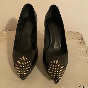 Saint Laurent black platform heel with gold studs